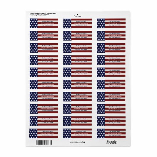 Patriottische Amerikaanse vlaggestars & Stripes Etiket (Full Sheet)