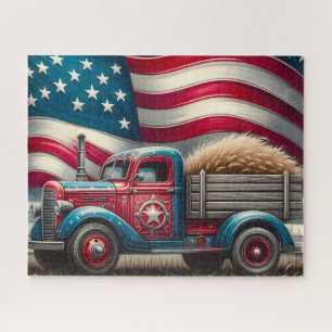 Patriottische Amerikaanse Vrachtwagen Legpuzzel