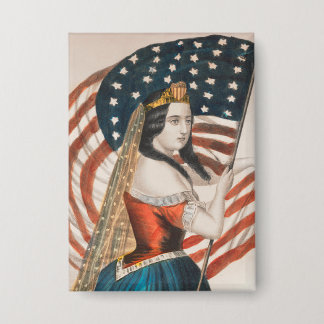 Patriottische Amerikaanse vrouw | Amerikaanse vlag Button