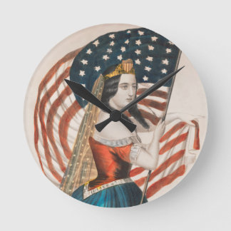 Patriottische Amerikaanse vrouw | Amerikaanse vlag Ronde Klok