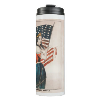 Patriottische Amerikaanse vrouw | Amerikaanse vlag Thermosbeker