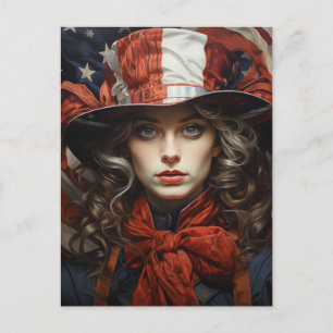 Patriottische Amerikaanse vrouw Briefkaart