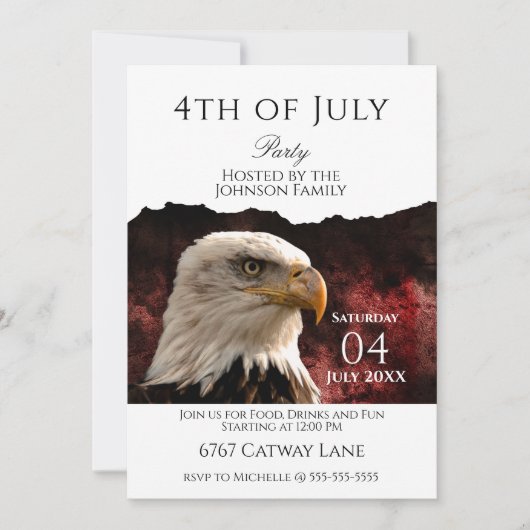 Patriottische Amerikaanse Zeearend 4 juli-feestuit Kaart (Voorkant)