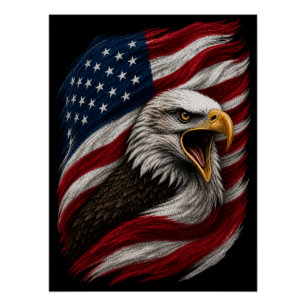 Patriottische Amerikaanse Zeearend FreeNation Desi Perfect Poster