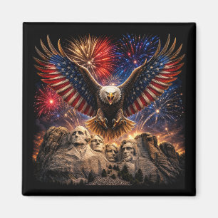 Patriottische Amerikaanse Zeearend Mount Rushmore- Magneet