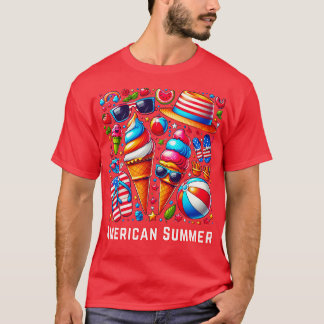 Patriottische Amerikaanse zomer Vierde juli Vierin T-shirt