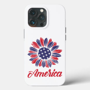 Patriottische Amerikaanse zonnebloem iPhone 13 Pro Hoesje