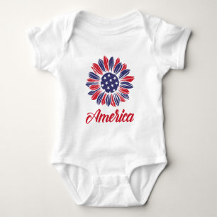 Patriottische Amerikaanse Zonnebloem   Romper