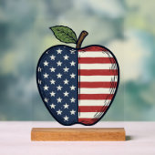 Patriottische Apple Vintage Gravure Vector Design_ Acryl Bord (Neutraal)