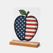 Patriottische Apple Vintage Gravure Vector Design_ Acryl Bord (Hoek)