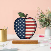 Patriottische Apple Vintage Gravure Vector Design_ Acryl Bord (Huwelijk)