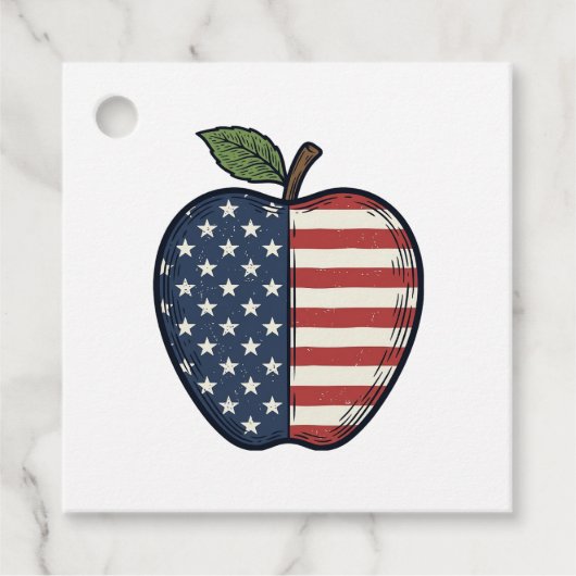 Patriottische Apple Vintage Gravure Vector Design_ Bedankjes Labels (Voorkant)