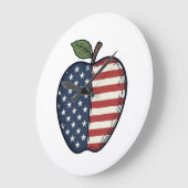 Patriottische Apple Vintage Gravure Vector Design_ Grote Klok (Hoek)