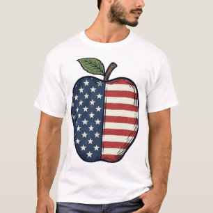 Patriottische Apple Vintage Gravure Vector Design_ T-shirt