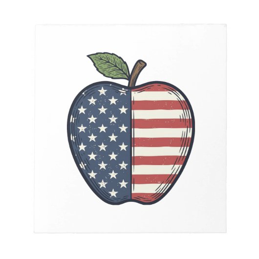 Patriottische Apple Vintage Gravure Vector Ontwerp Notitieblok (Voorkant)