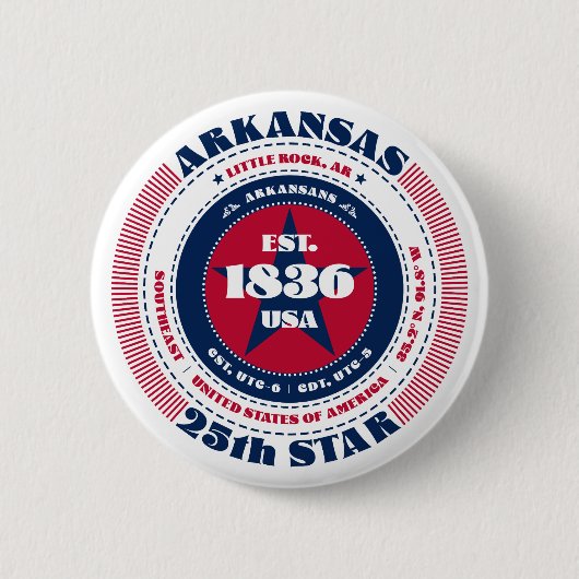 Patriottische Arkansas Circle met State Details Ronde Button 5,7 Cm (Voorkant)
