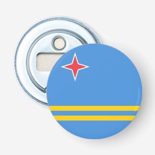 Patriottische Arubaanse vlag Button Flesopener