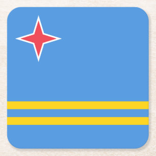 Patriottische Arubaanse vlag Vierkante Kartonnen Onderzetter