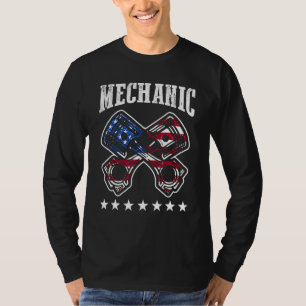 Patriottische Automonteur 4 juli Amerikaanse Vlag T-shirt