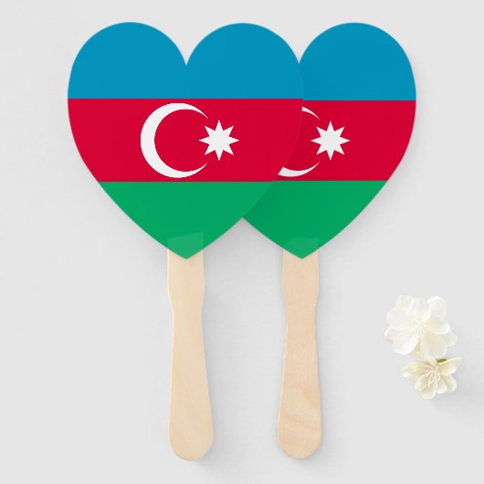 Patriottische Azerbeidzjan vlag Handwaaier (Voorkant en achterkant)