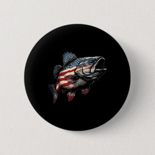 Patriottische B Visserij Amerikaanse Vlag Visser K Ronde Button 5,7 Cm