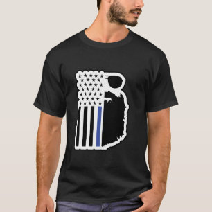 Patriottische Baard Dunne Blauwe Lijn Politie Steu T-shirt