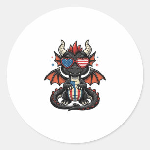 Patriottische Baby Draak Vintage Vector T-Shirt On Ronde Sticker