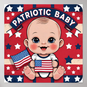 Patriottische baby vlag poster print voor pasgebor