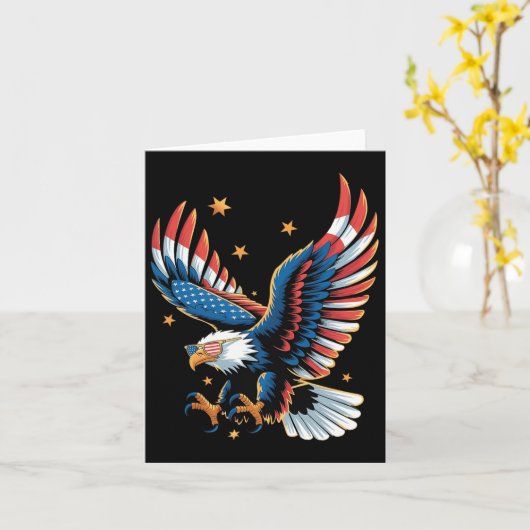 Patriottische Bald Eagle Amerikaanse vlag 4 juli E Kaart (Gele Bloem)