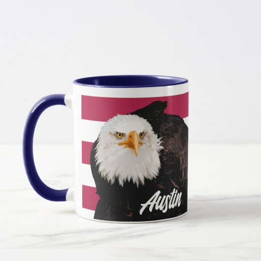 Patriottische Bald Eagle Bold Rood Wit Amerikaanse Mok (Links)