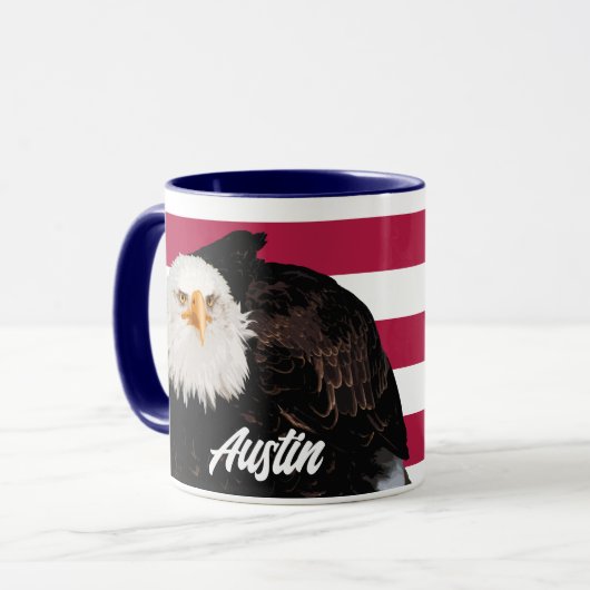 Patriottische Bald Eagle Bold Rood Wit Amerikaanse Mok (Voorkant links)