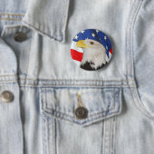 Patriottische Bald Eagle en Amerikaanse vlag Ronde Button 5,7 Cm (In situ)