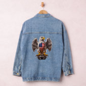 Patriottische Bald Eagle met Amerikaanse vlag embl Denim Jacket (Hangar)
