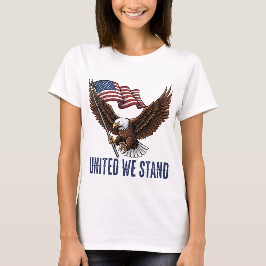 Patriottische Bald Eagle met Amerikaanse vlag T-shirt (Voorkant)