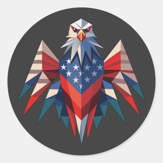 Patriottische Bald Eagle Origami Stijl USA Ronde Sticker (Voorkant)