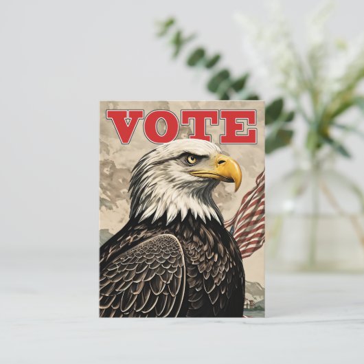 Patriottische Bald Eagle Stem Amerikaanse Vlag Briefkaart (Staand voorkant)