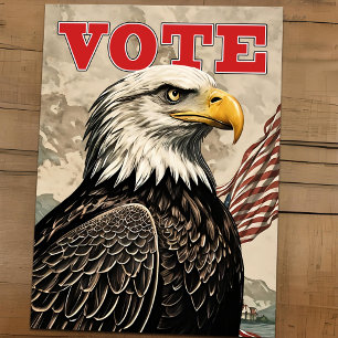 Patriottische Bald Eagle Stem Amerikaanse Vlag  Briefkaart
