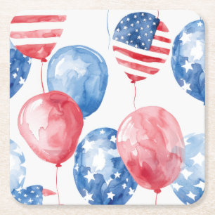 Patriottische ballonnen van de VS Vierkante Kartonnen Onderzetter