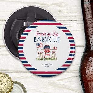 Patriottische Barbecue Vlag 4 juli Zomerfeest Button Flesopener