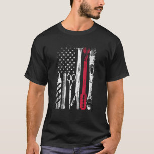 Patriottische Barber American Flag Scissors Blade T-shirt