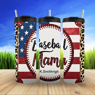 Patriottische Baseball Mama Style Thermosbeker