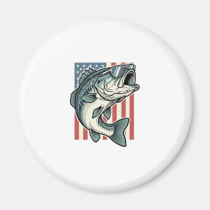 Patriottische Basservisvangbril Vintage Vector D Magneet