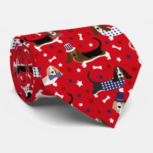 Patriottische Basset Hound-Stropdas Stropdas