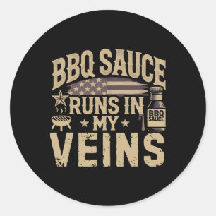 Patriottische BBQ Roker Vlees Roken Verenigde Stat Ronde Sticker