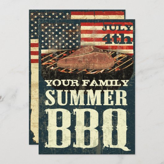 Patriottische BBQ-uitnodigingen Kaart (Voorkant / Achterkant)