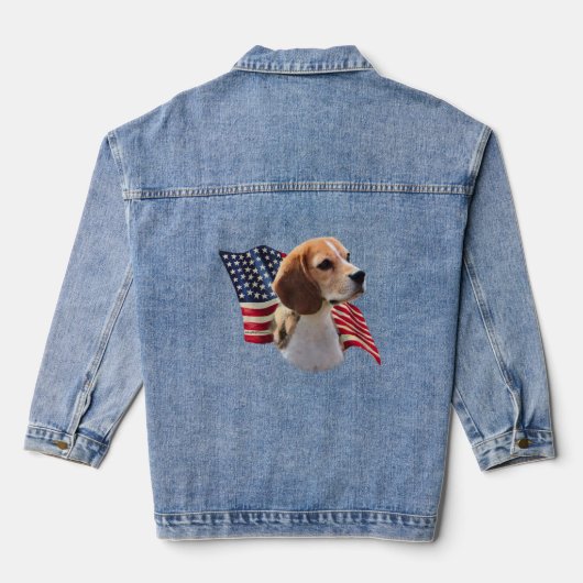 Patriottische Beagle Denim jas Denim Jacket (Achterkant)