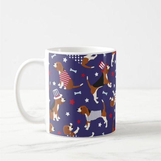 Patriottische beagle Dog Pattern Coffee Mok (Links)