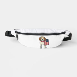 Patriottische Beagle met Vlag Vintage Vector Kunst Heuptasje
