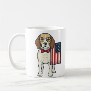 Patriottische Beagle met Vlag Vintage Vector Kunst Koffiemok