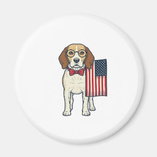 Patriottische Beagle met Vlag Vintage Vector Kunst Magneet